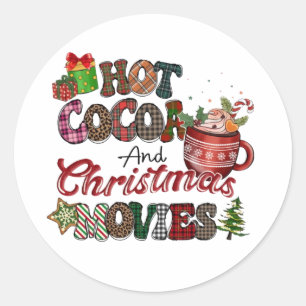 Sticker Rond Coco chaud et films de Noël