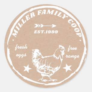 Sticker Rond coco de famille poule oeufs frais