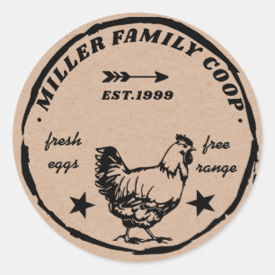 Sticker Rond coco de famille poule oeufs frais