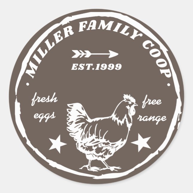Sticker Rond coco de famille poule oeufs frais (Devant)