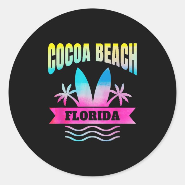 Sticker Rond Cocoa Beach Floride Vacances Souvenir (Devant)