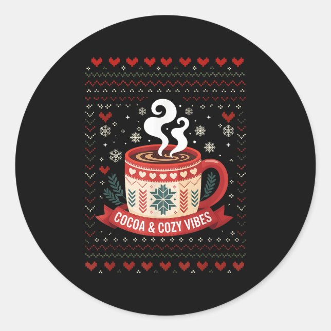 Sticker Rond Cocoa Vibes Cosy Chocolat Chaud Chocolat Automne (Devant)