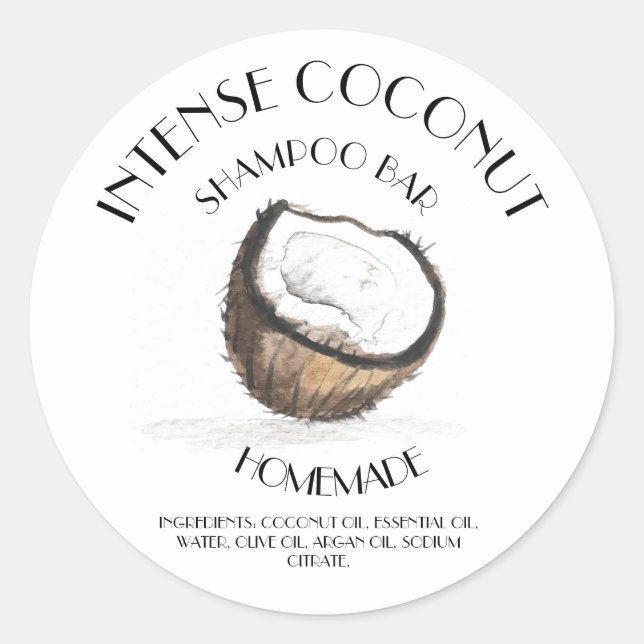 Sticker Rond Coconut Vanille Ingrédients faits maison Typograph (Devant)