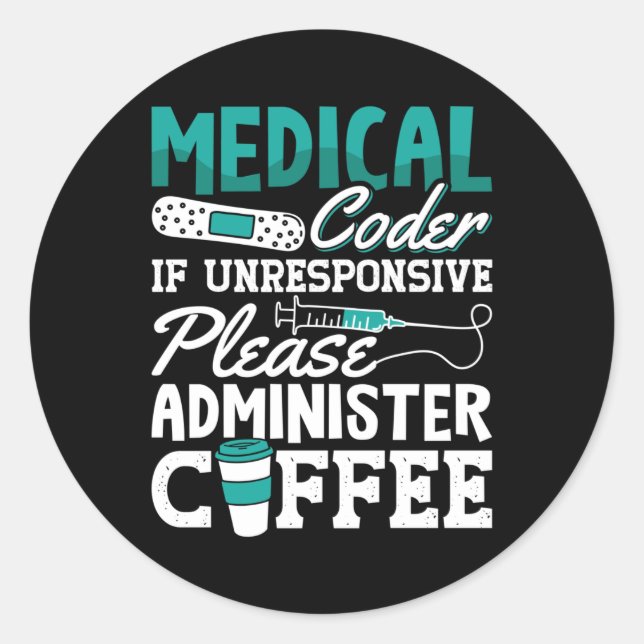 Sticker Rond Codage ICD de l'Assistant Café Codeur Médicale (Devant)