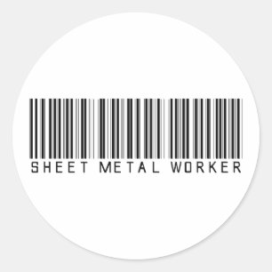 Sticker Rond Code barres de travailleur de tôle