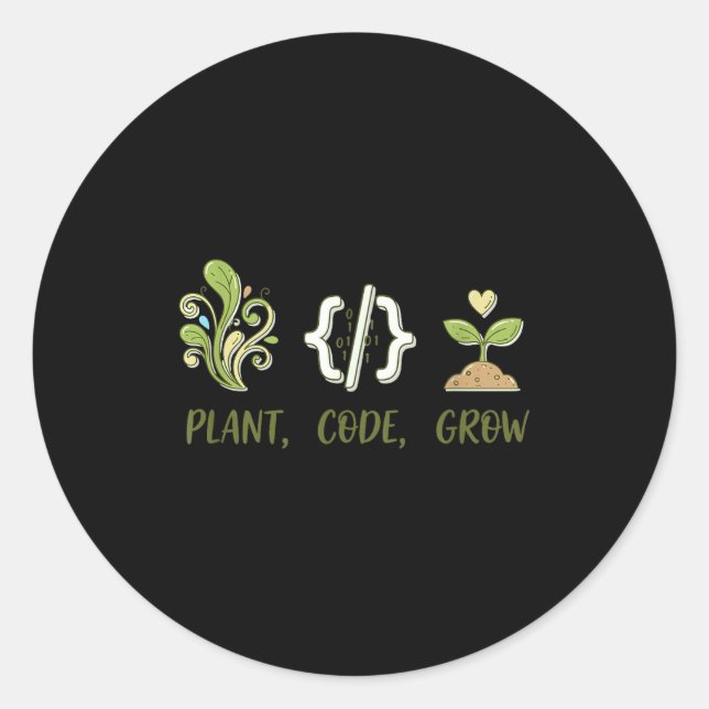 Sticker Rond Code de plante de conception de jardinage de progr (Devant)