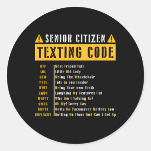Sticker Rond Code de Textes pour les seniors Cadeau Vintage pou