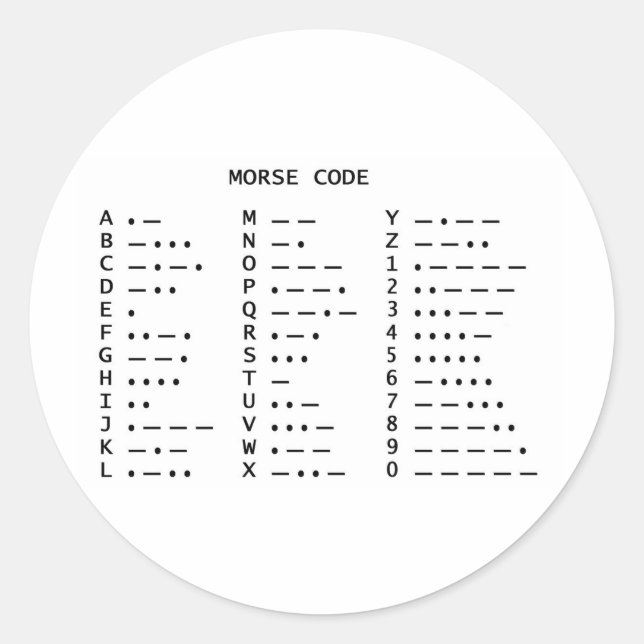 Sticker Rond Code Morse (Devant)