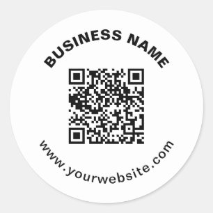 Sticker Rond Code QR avec nom d'entreprise Texte circulaire gra