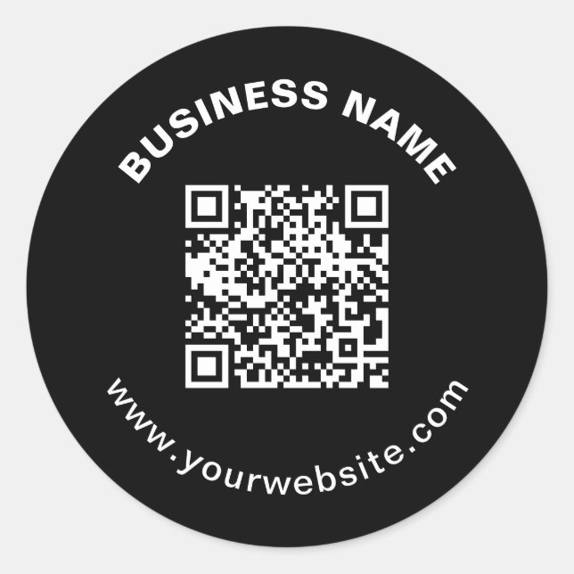 Sticker Rond Code QR avec nom d'entreprise Texte circulaire gra (Devant)
