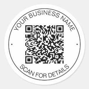 Sticker Rond Code QR blanc brillant Contact intelligent