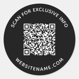 Sticker Rond Code QR de l'entreprise Texte personnalisé noir
