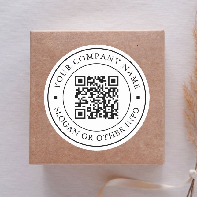 Sticker Rond Code QR de lien de site Web Nom d'entreprise minim (Créateur téléchargé)