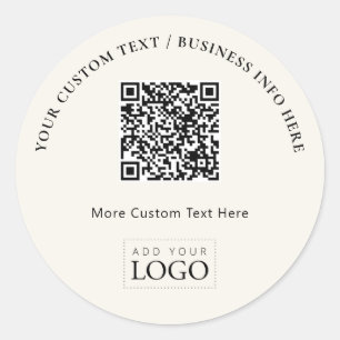 Sticker Rond Code QR de logo commercial en ivoire simple promot