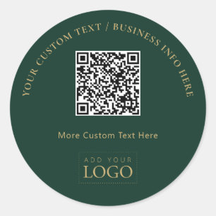 Sticker Rond Code QR de logo commercial promotionnel vert et or