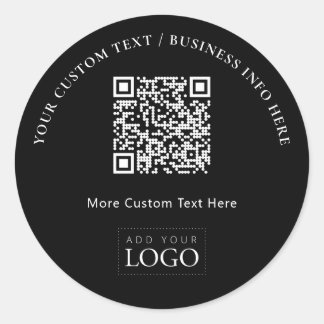 Sticker Rond Code QR de logo d'entreprise noir simple promotion
