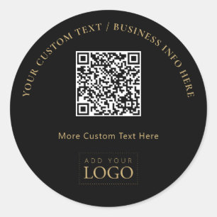 Sticker Rond Code QR de logo d'entreprise promotionnel noir et 