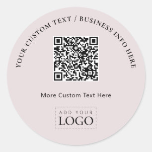 Sticker Rond Code QR de logo d'entreprise rose simple promotion