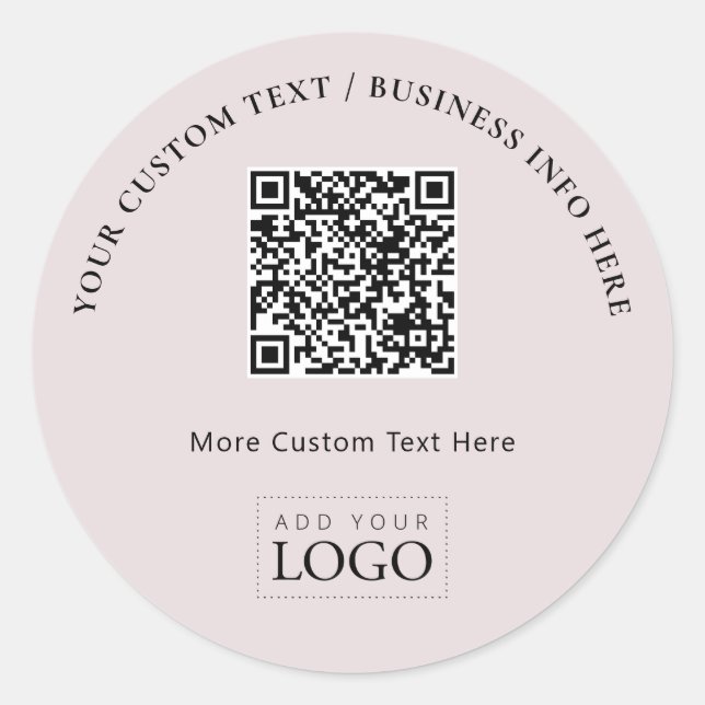 Sticker Rond Code QR de logo d'entreprise rose simple promotion (Devant)