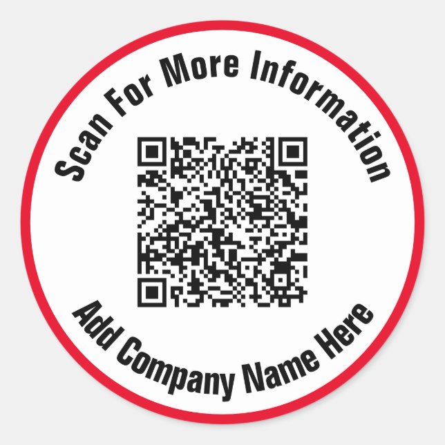 Sticker Rond Code QR de numérisation de texte blanc et rouge cl (Devant)