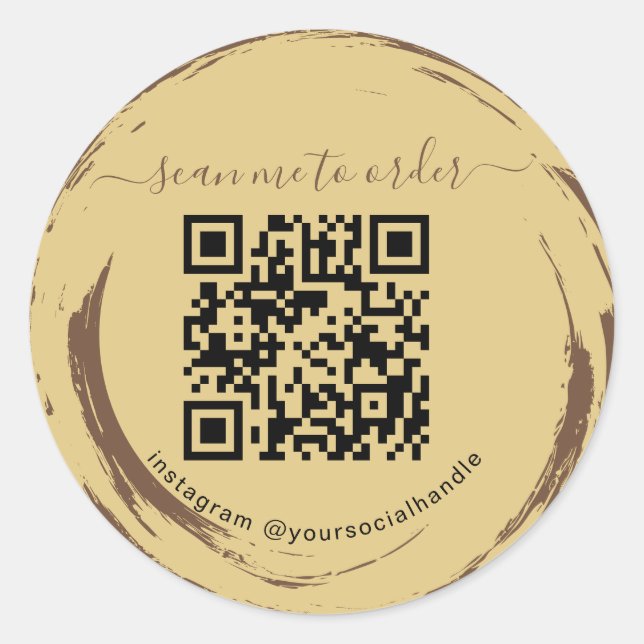 Sticker Rond Code QR de salon de café moderne (Devant)