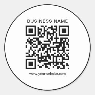Sticker Rond Code QR d'entreprise simple personnalisé blanc