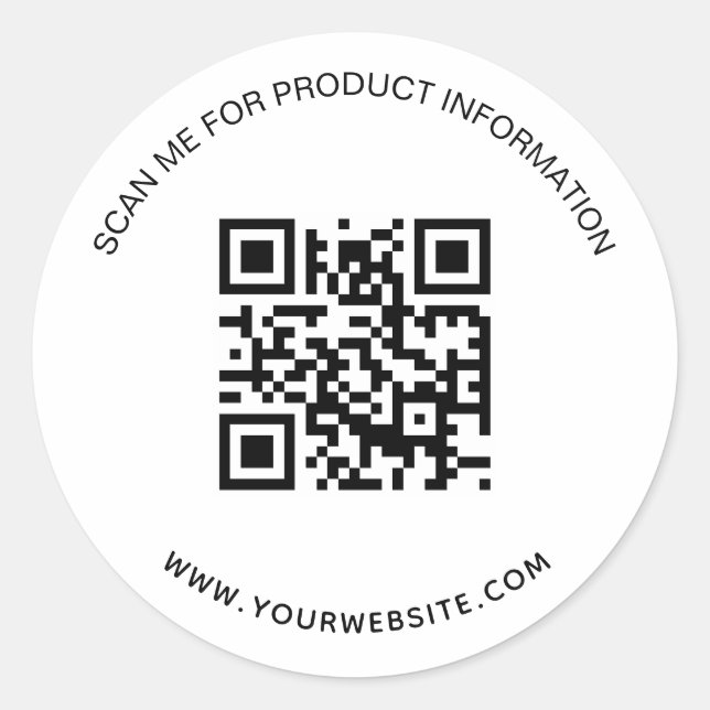 Sticker Rond Code qr d'informations commerciales noir blanc (Devant)