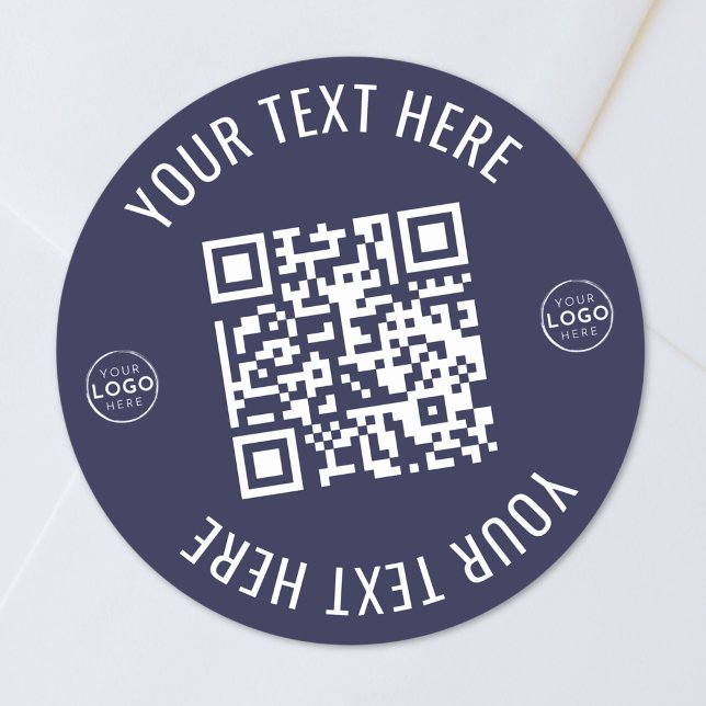 Sticker Rond Code QR du logo de l'entreprise (Business Logo QR Code Classic Round Sticker)