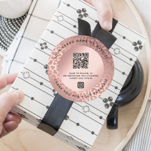 Sticker Rond Code QR du Poster de animal rose d'or Merci