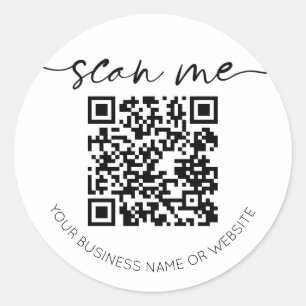 Sticker Rond Code QR élégant moderne blanc