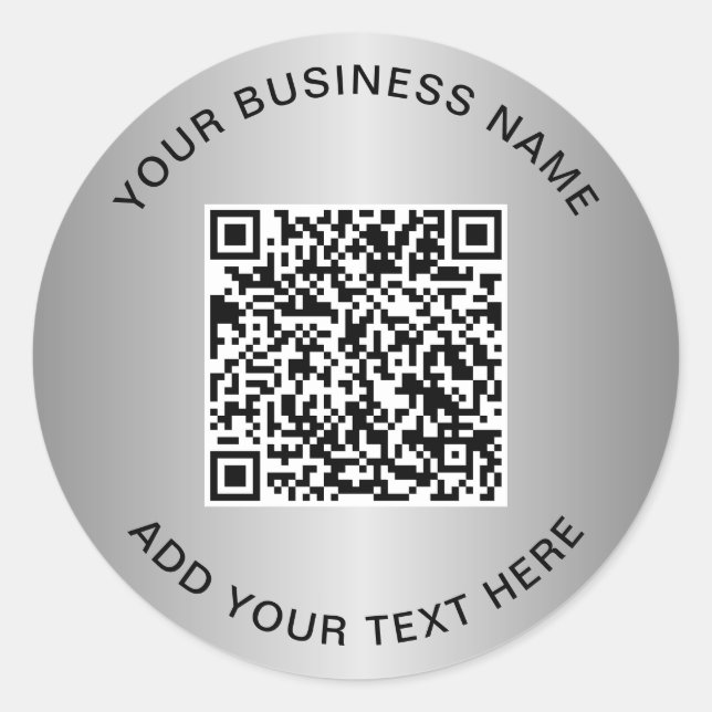 Sticker Rond Code QR Entreprise Argent (Devant)