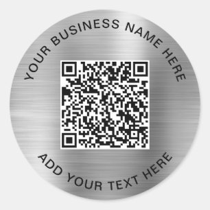 Sticker Rond Code QR Entreprise Argent