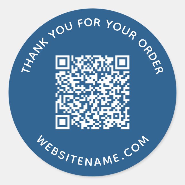 Sticker Rond Code QR Entreprise Merci au Client Bleu (Devant)