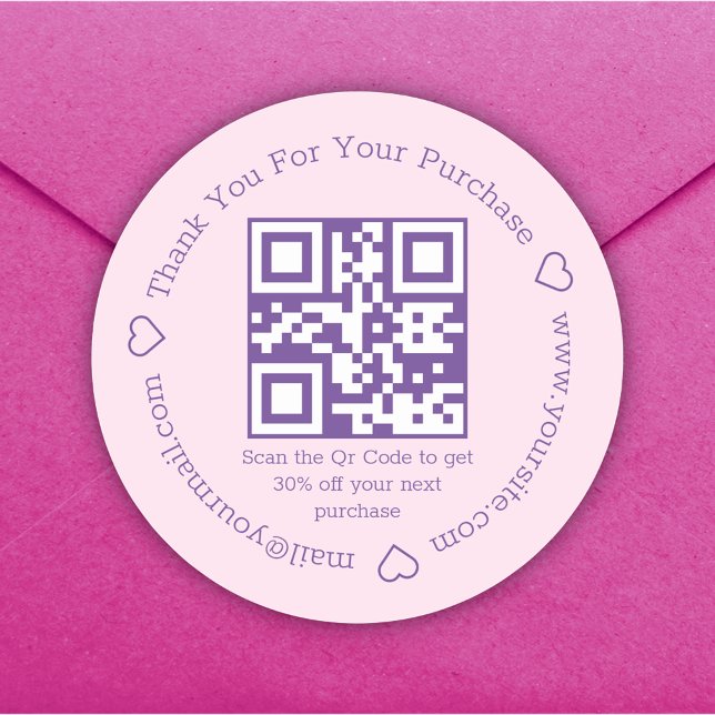 Sticker Rond code qr entreprise merci élégant rose violet (Créateur téléchargé)