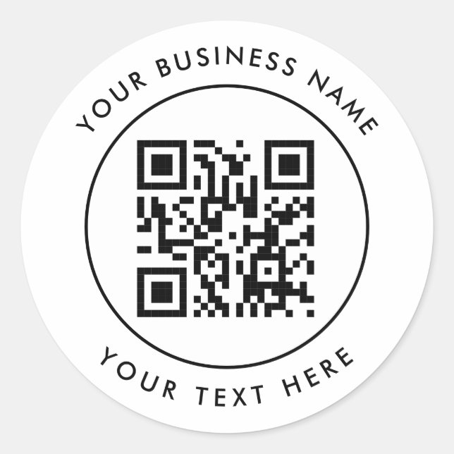 Sticker Rond Code QR et texte personnalisé Blanc personnalisé (Devant)
