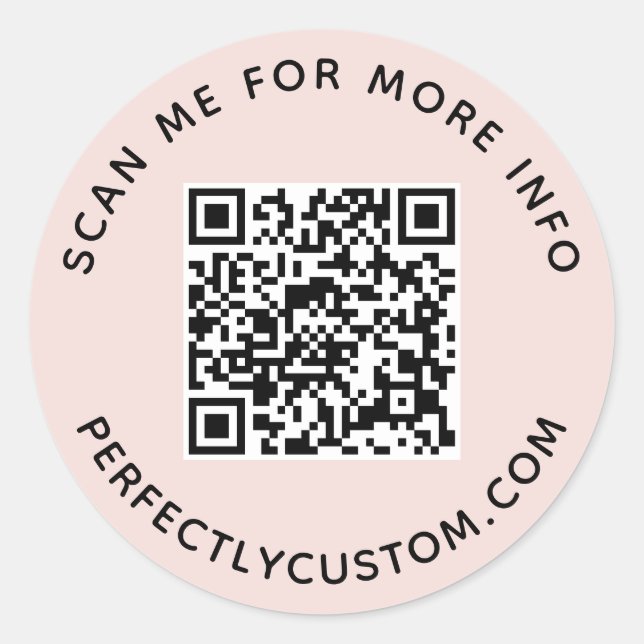 Sticker Rond Code QR et texte personnalisé bleu rose (Devant)