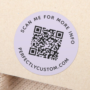 Sticker Rond Code QR et texte personnalisé clair violet