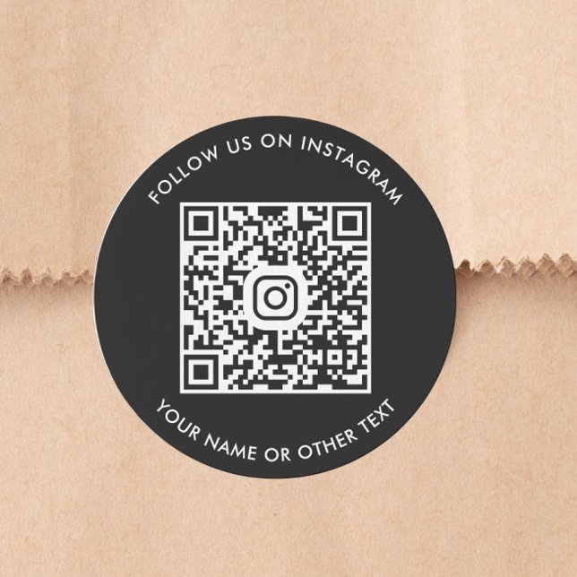 Sticker Rond Code QR Instagram noir (Black Instagram QR Code Classic Round Sticker)