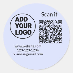 Sticker Rond Code QR minimal simple ajouter un logo scanner nom