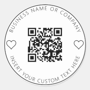 Sticker Rond Code QR minimaliste Entreprise Blanc Simple