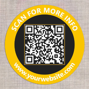 Sticker Rond Code QR moderne personnalisé Texte Or Noir Blanc