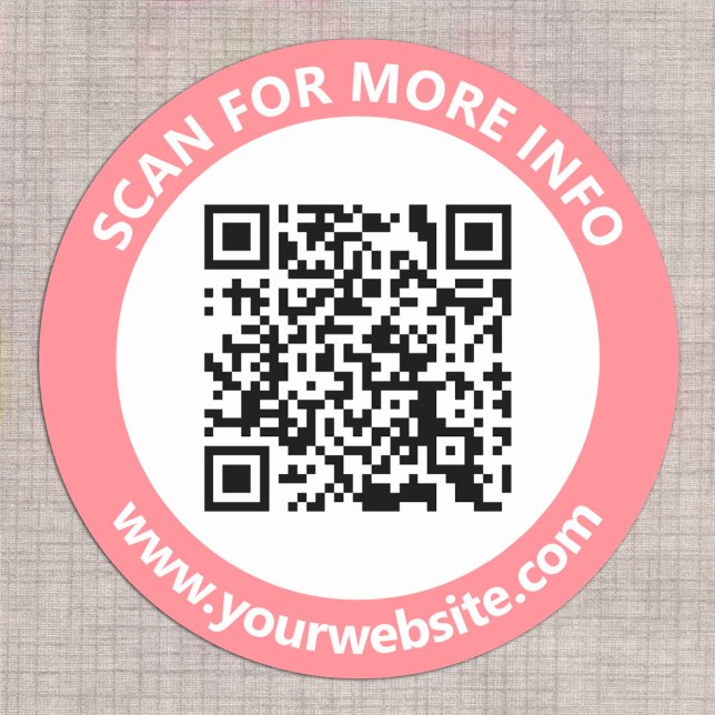 Sticker Rond Code QR moderne personnalisé Texte Rose Noir Blanc (Créateur téléchargé)