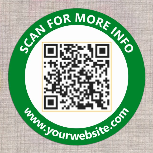 Sticker Rond Code QR moderne personnalisé Texte Vert forêt (Créateur téléchargé)