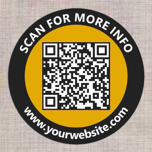 Sticker Rond Code QR noir or moderne Texte blanc personnalisé