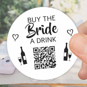 Sticker Rond Code QR "Offre un verre à la mariée" Enterrement d