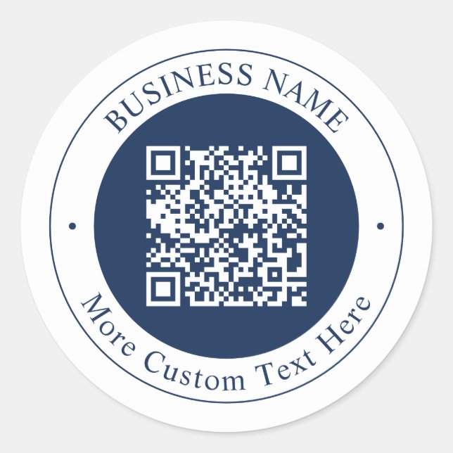 Sticker Rond Code QR personnalisable & Texte | Bleu marine fonc (Devant)
