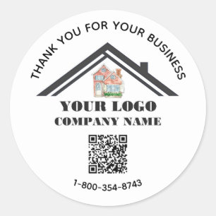 Sticker Rond Code QR personnalisé avec logo de remerciement pou