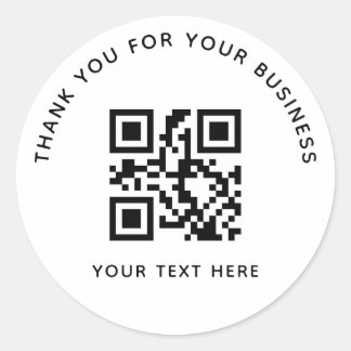 Sticker Rond Code QR personnalisé de remerciement d'affaires bl