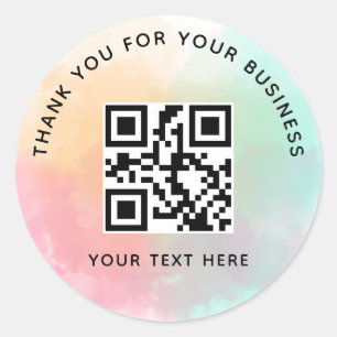 Sticker Rond Code QR personnalisé de remerciement d'affaires co