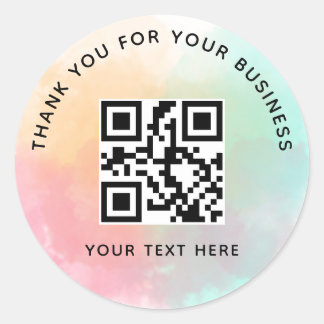 Sticker Rond Code QR personnalisé de remerciement d'affaires co